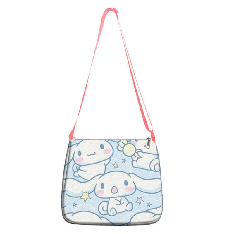 Ružičasta ženska torba Stitch — velika sedlasta torba za rame i crossbody, s motivom crtanog filma