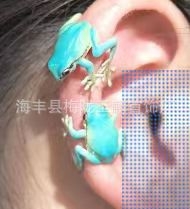 Clipuri de urechi cu broască – cupru, stil desen animat, finisaj cu efect de ulei care picură, lansare vară 2024