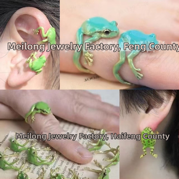 Varlės ausų klipsai – varis, karikatūrų stilius, lašinio aliejaus paviršius, 2024 vasaros leidimas