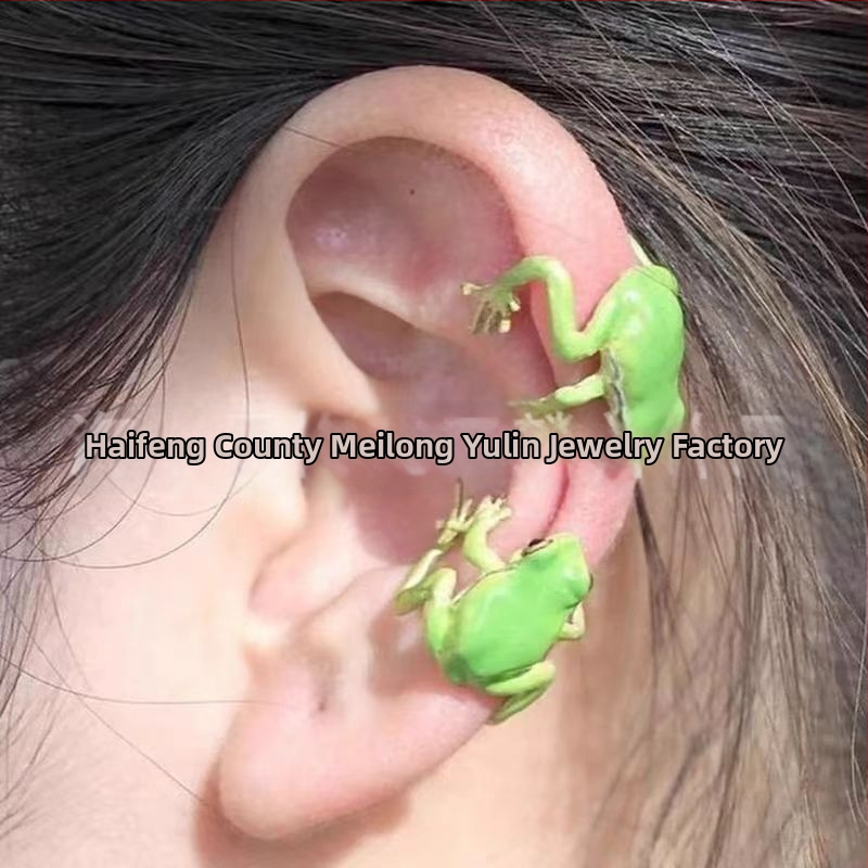 Varlės ausų klipsai – varis, karikatūrų stilius, lašinio aliejaus paviršius, 2024 vasaros leidimas