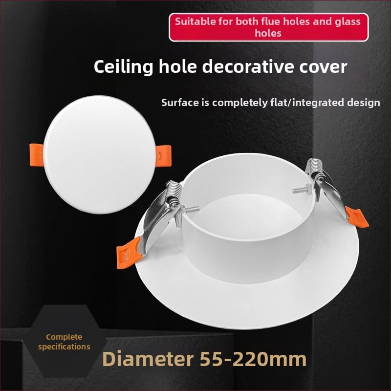 Capac decorativ circular pentru gaura de tavan pentru iluminat - ABS, diametru 94/134/185/230 mm, grosime perete 3 mm, marca Zhang Plastic