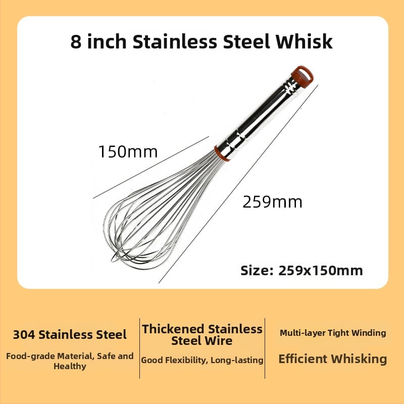 Kézi tojásfelverő 304 rozsdamentes acélból, kerek fogantyúval, Hongping márka, modern minimalista stílus