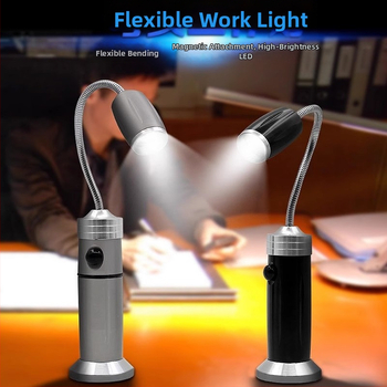 LED лампа за работа с гъвкава тръба, Ledora чип, презареждаща се, регулирам фокус, корпус от алуминиева сплав, ≤100 лм