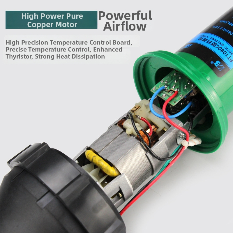 Rūpniecisks karsta gaisa pistole plastmasas locīšanai, 1080W, 50–580°C, 220V, 220 mm garums