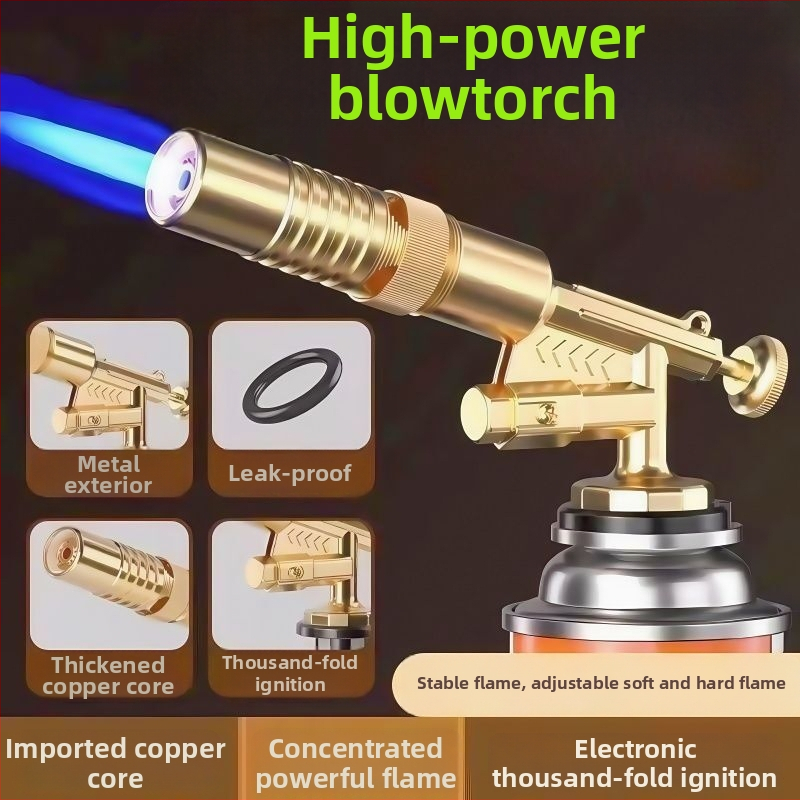 Vara galvas smidzināšanas pistole – daudzfunkcionāla liesmas smidzināšanas pistole mājas lietošanai, metināšanai un ārējai aizdedzei; maksimālais spiediens 10, maksimālais plūsmas ātrums 10, optimālais smidzināšanas attālums 10, strūmas platums 10, materiā