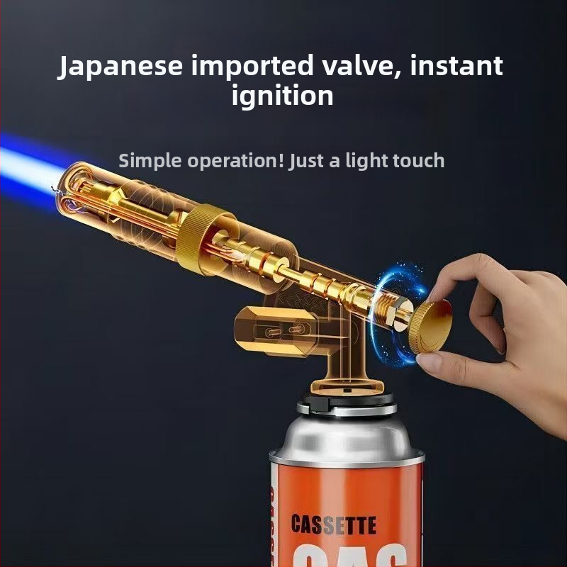 Vara galvas smidzināšanas pistole – daudzfunkcionāla liesmas smidzināšanas pistole mājas lietošanai, metināšanai un ārējai aizdedzei; maksimālais spiediens 10, maksimālais plūsmas ātrums 10, optimālais smidzināšanas attālums 10, strūmas platums 10, materiā