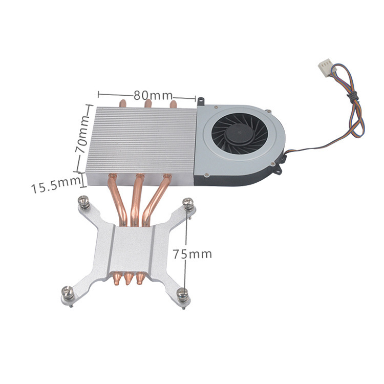 CPU hűtőradiátor All-in-One PC-hez, 3 hőcső, réz-alumínium-plasztikus felépítés, hidraulikus csapágyas ventilátor, 3000 RPM, csendes működés