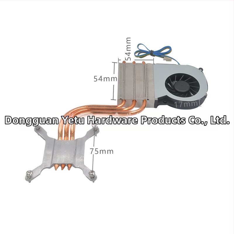 CPU hűtőradiátor All-in-One PC-hez, 3 hőcső, réz-alumínium-plasztikus felépítés, hidraulikus csapágyas ventilátor, 3000 RPM, csendes működés