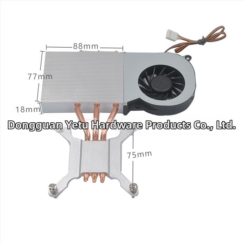 CPU hűtőradiátor All-in-One PC-hez, 3 hőcső, réz-alumínium-plasztikus felépítés, hidraulikus csapágyas ventilátor, 3000 RPM, csendes működés