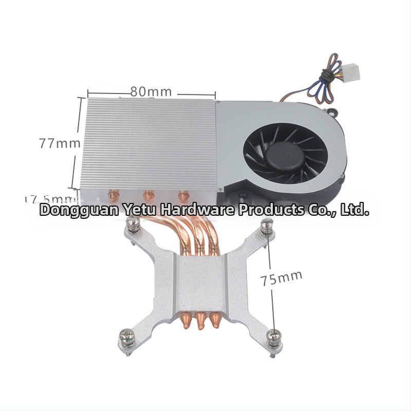 CPU hűtőradiátor All-in-One PC-hez, 3 hőcső, réz-alumínium-plasztikus felépítés, hidraulikus csapágyas ventilátor, 3000 RPM, csendes működés