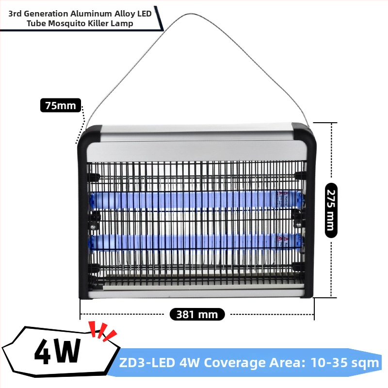 Elektromos szúnyogirtó lámpa, falra szerelhető, UV üvegcső, 41–60㎡ lefedettség, ABS-alumínium ház