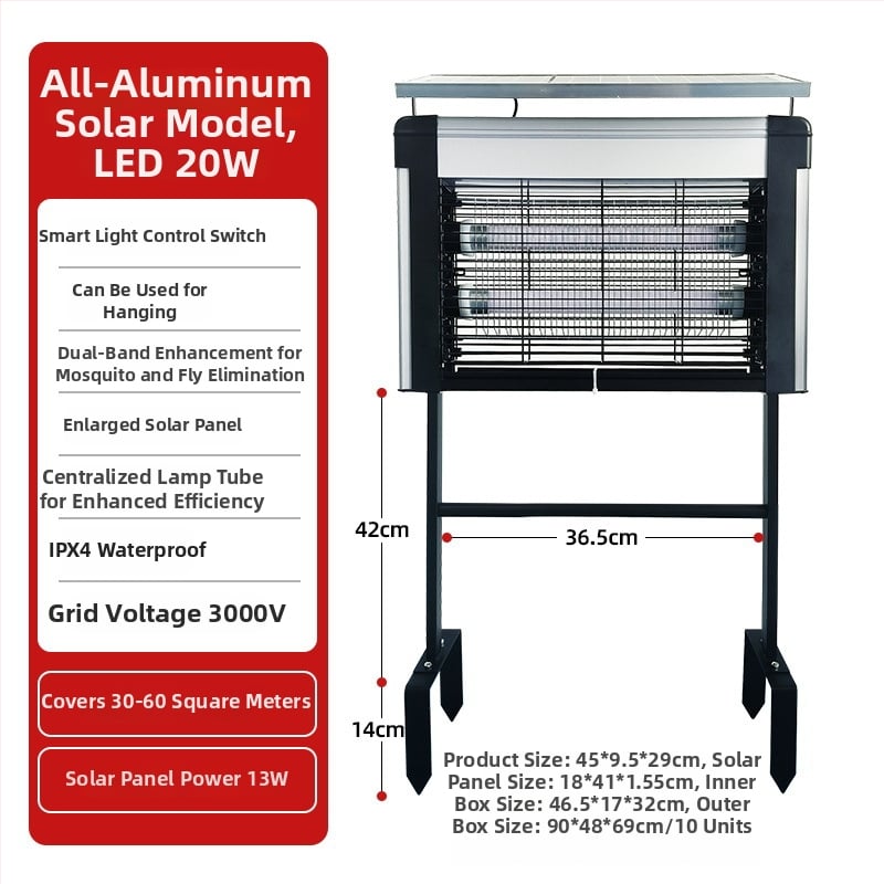 Napelemes kültéri szúnyogirtó lámpa - LED, 220V, 20W, CE-tanúsítvány, testreszabás elérhető (LED; 220V; 20W; CE)