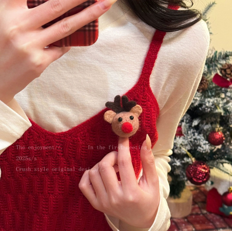 Broš s likom Gingerbread Man - plišasti materijal, karikatura lik, božićni stil, unisex dodatak