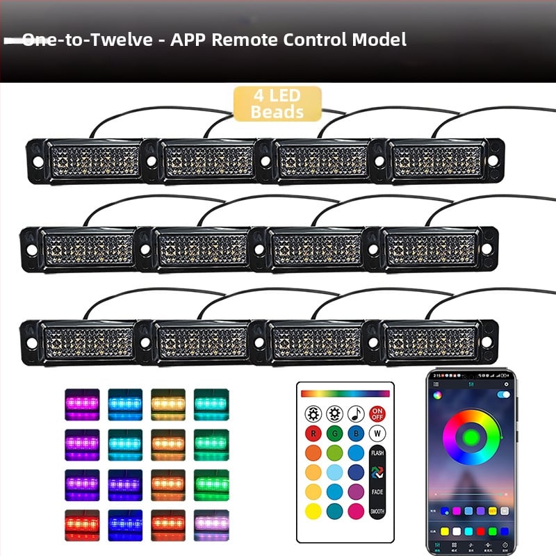 Universali krovininio automobilio grotelėms LED dienos žibintas su nuotolinio valdymo programėle | Medžiaga: guma | Įtampa: 12–24V | Modelis: nuotolinio valdymo programėlė | Suderinama su: 12–24V universalus