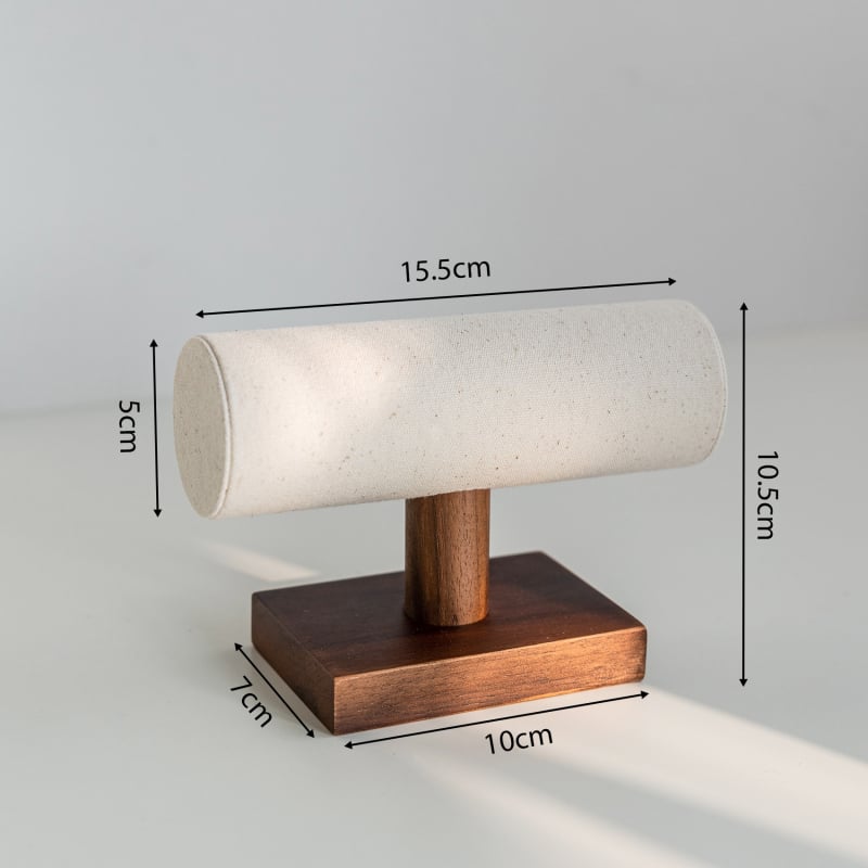 Suport pentru bijuterii din lemn de nuc – în formă de T, două niveluri, pentru inele, brăţări şi cercei, recuzită fotografică