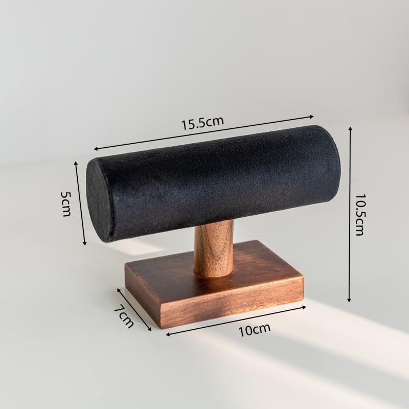 Suport pentru bijuterii din lemn de nuc – în formă de T, două niveluri, pentru inele, brăţări şi cercei, recuzită fotografică