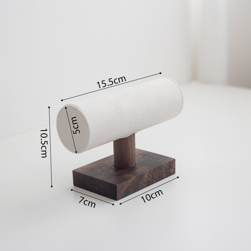 Suport pentru bijuterii din lemn de nuc – în formă de T, două niveluri, pentru inele, brăţări şi cercei, recuzită fotografică