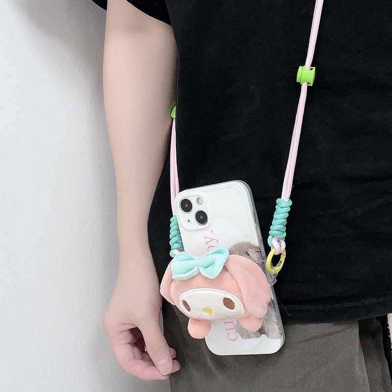 Pamia pútko na mobilný telefón — dámsky štýl, nylonové šnúry, plastová spona, zadný klip, krížový dizajn