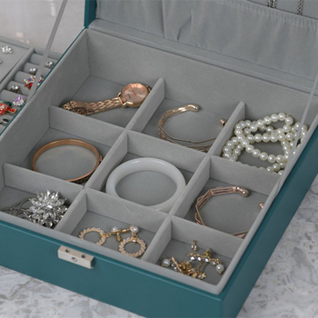 Nagy kapacitású ékszerdoboz, kétszintes zárható, porálló, papíralapanyag