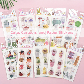 Бележник с хартиени стикери за дневник — сладки карикатури, модел HZ0183, печат, серия And paper stickers