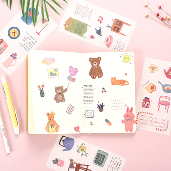 Бележник с хартиени стикери за дневник — сладки карикатури, модел HZ0183, печат, серия And paper stickers