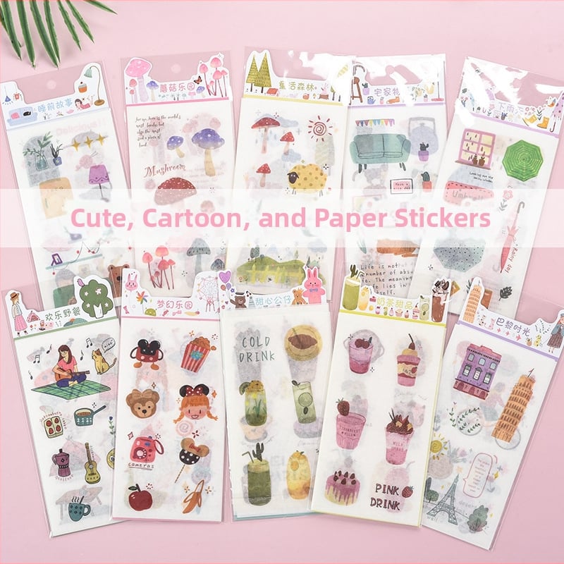 Бележник с хартиени стикери за дневник — сладки карикатури, модел HZ0183, печат, серия And paper stickers