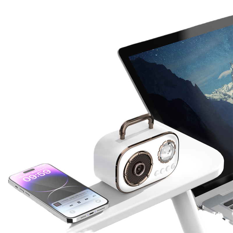 Prijenosni Bluetooth zvučnik, Bluetooth 5.3; Frekvencijski odziv 100 Hz–20 kHz; SNR ≥60 dB; Doseg 10 m; Ugrađena baterija 500–800 mAh