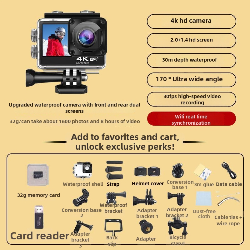 Moto kiivri kaamera duaalne stabiliseerimine, 4K salvestus, 360° panoraam, 1,5" LCD, 10x optiline zoom