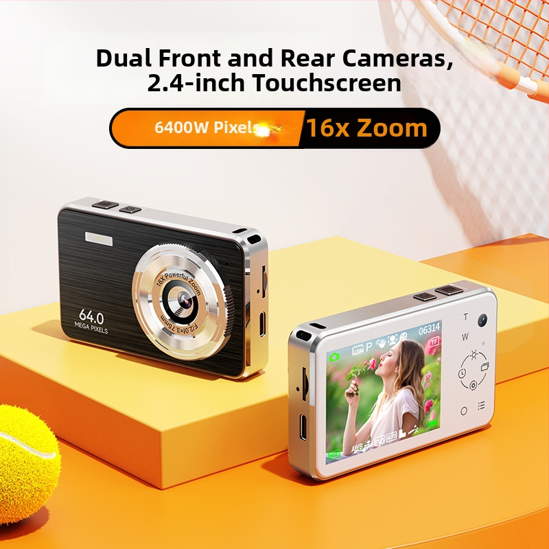 Digitaalne kaamera CMOS-sensoriga, 4,8 MP, 2,4-tolline puutetundlik ekraan, elektrooniline pildistabiliseerimine, SD-kaardi salvestus