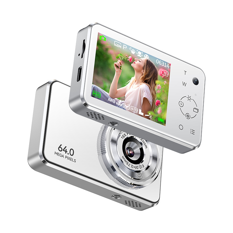 Digitális kamera CMOS szenzorral, 4,8 MP, 2,4 hüvelykes érintőképernyő, elektronikus képstabilizálás, SD-kártya tárolás