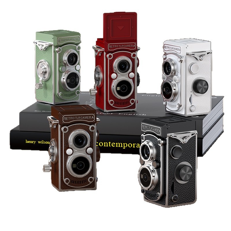 Cameră vintage cu manivelă, obiectiv dual CCD, 10MP, senzor 1/1.4 inch, ecran LCD 1.54 inch, USB 3.0, operare complet manuală