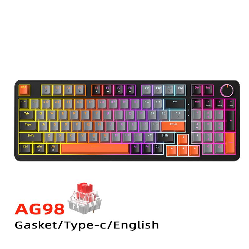 Mechanická klávesnica s gasket-montážou, RGB podsvietenie, 88–98 kláves, USB káblové pripojenie, hot-swappable