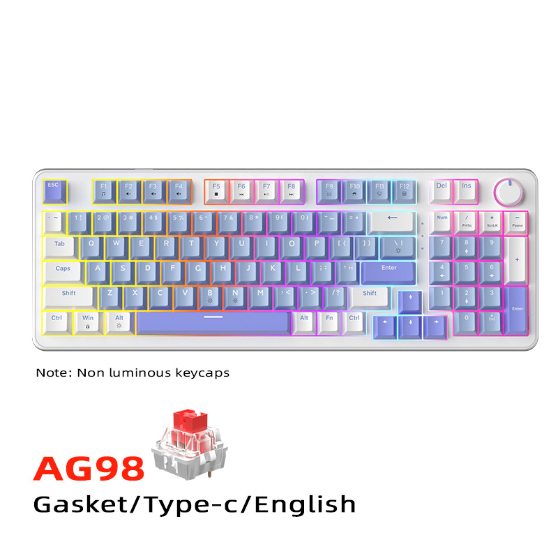 Mechanická klávesnica s gasket-montážou, RGB podsvietenie, 88–98 kláves, USB káblové pripojenie, hot-swappable