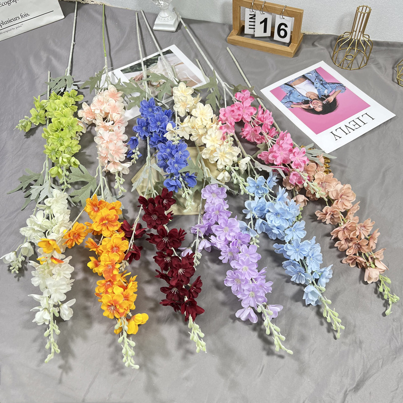 Garden svileno cvijeće Delphinium i Hyacint, aranžman za vjenčanja i kućnu dekoraciju