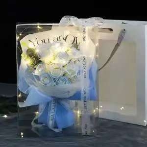 Букет сапунени цветя с Gypsophila и рози - ръчна изработка, готов продукт