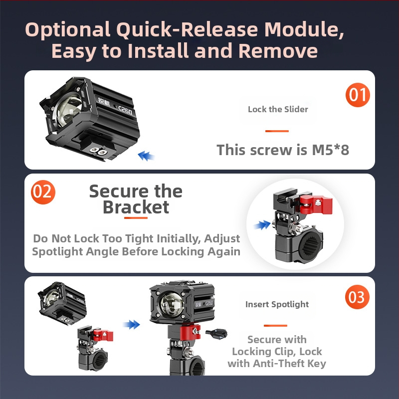 Φακός λέιζερ για μοτοσικλέτα, μοντέλο C260, 12V, λέιζερ φως