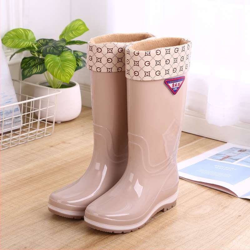 Ženske gumijaste čizme za kišu, s visokim vratom, fleece podstava, gornji dio od gume, protuklizna potplat, za jesen i zimu