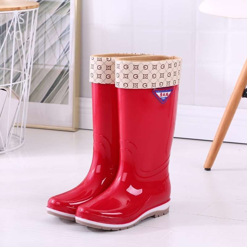 Ženske gumijaste čizme za kišu, s visokim vratom, fleece podstava, gornji dio od gume, protuklizna potplat, za jesen i zimu