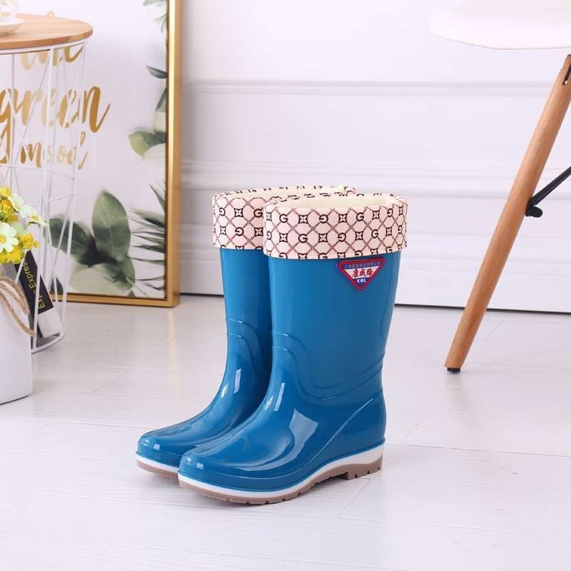 Ženske gumijaste čizme za kišu, s visokim vratom, fleece podstava, gornji dio od gume, protuklizna potplat, za jesen i zimu