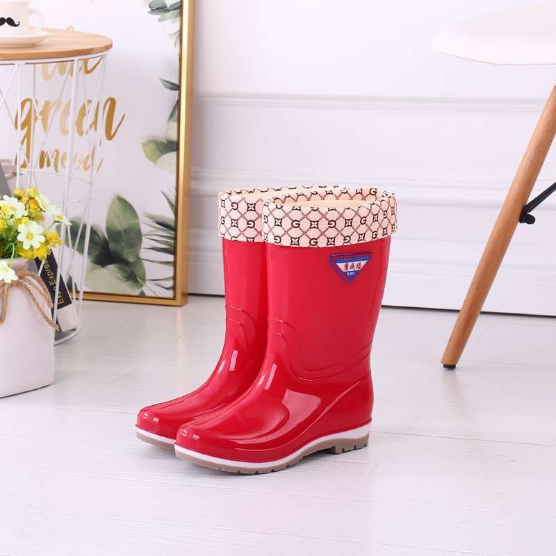 Ženske gumijaste čizme za kišu, s visokim vratom, fleece podstava, gornji dio od gume, protuklizna potplat, za jesen i zimu