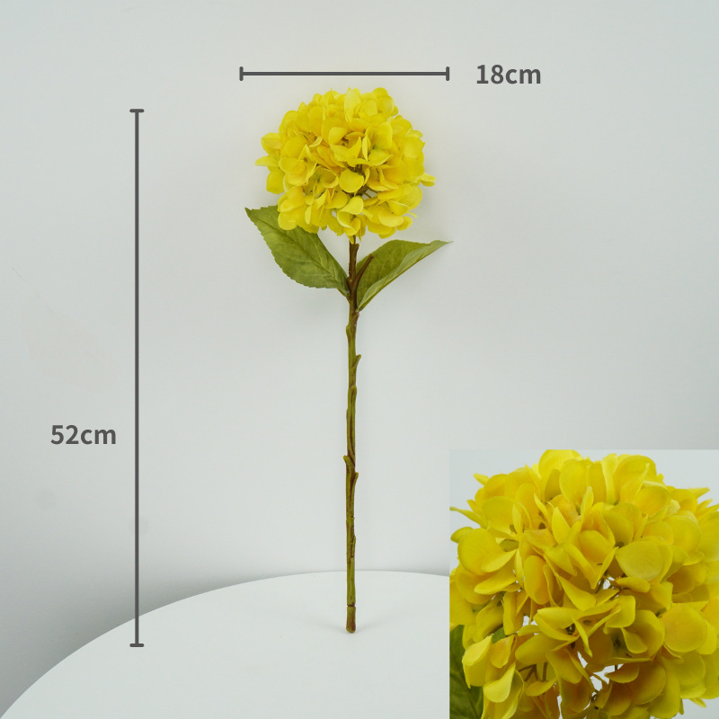 Wen xin 3D otisnuta hortenzija – umjetni cvijet za kućnu dekoraciju, jednoklona grana; materijali: plastika, žica, svila; tehnike: Silk Screen Printing, 3D Printing