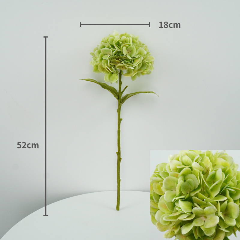 Wen xin 3D otisnuta hortenzija – umjetni cvijet za kućnu dekoraciju, jednoklona grana; materijali: plastika, žica, svila; tehnike: Silk Screen Printing, 3D Printing