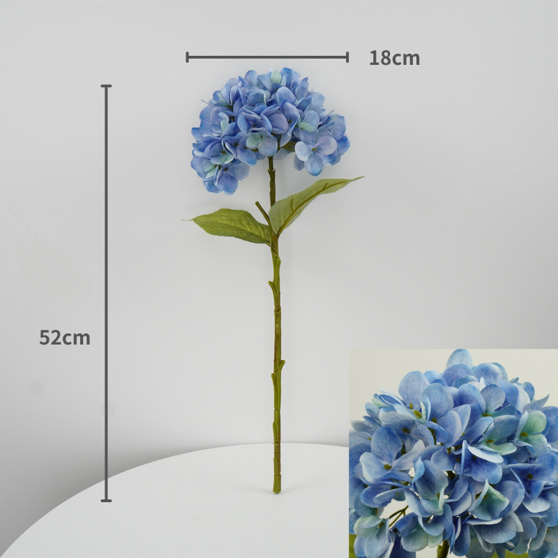 Wen xin 3D otisnuta hortenzija – umjetni cvijet za kućnu dekoraciju, jednoklona grana; materijali: plastika, žica, svila; tehnike: Silk Screen Printing, 3D Printing