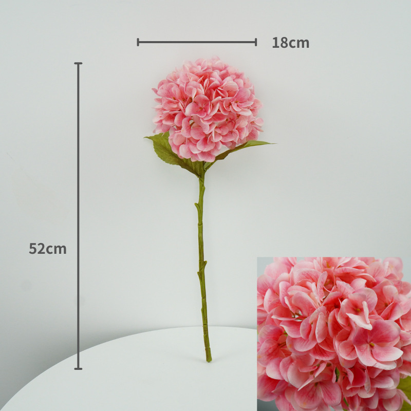 Wen xin 3D otisnuta hortenzija – umjetni cvijet za kućnu dekoraciju, jednoklona grana; materijali: plastika, žica, svila; tehnike: Silk Screen Printing, 3D Printing