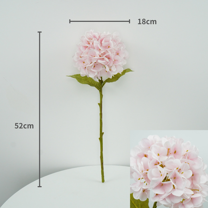 Wen xin 3D otisnuta hortenzija – umjetni cvijet za kućnu dekoraciju, jednoklona grana; materijali: plastika, žica, svila; tehnike: Silk Screen Printing, 3D Printing