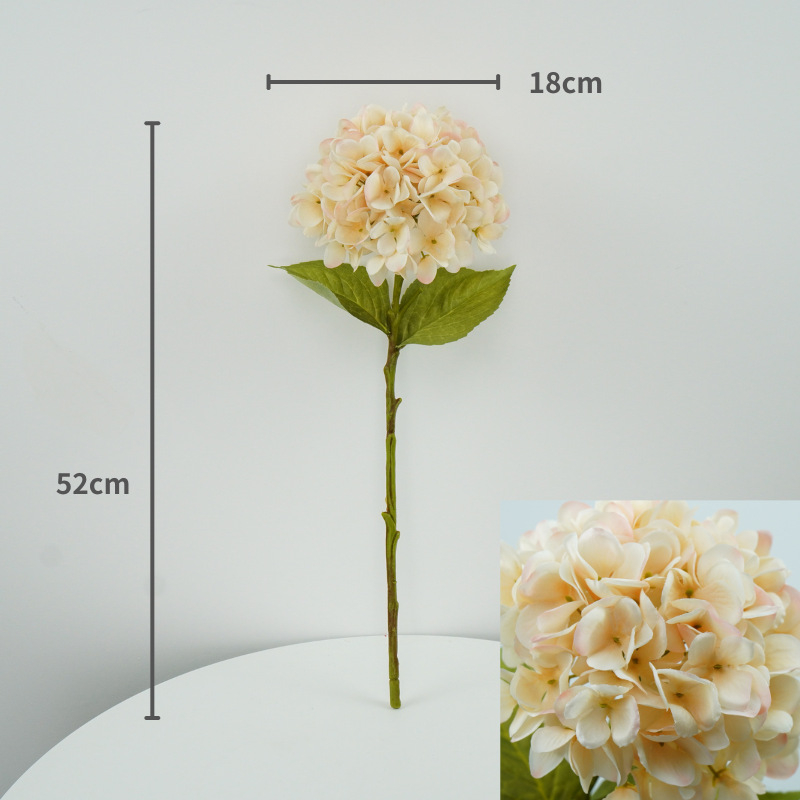 Wen xin 3D otisnuta hortenzija – umjetni cvijet za kućnu dekoraciju, jednoklona grana; materijali: plastika, žica, svila; tehnike: Silk Screen Printing, 3D Printing
