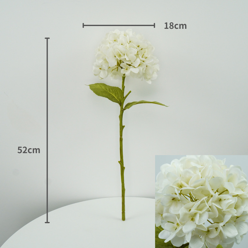 Wen xin 3D otisnuta hortenzija – umjetni cvijet za kućnu dekoraciju, jednoklona grana; materijali: plastika, žica, svila; tehnike: Silk Screen Printing, 3D Printing