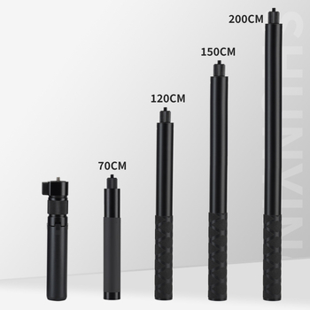 Selfie pálca forgó fogantyúval és kinyitható rúddal — alumíniumötvözet, 3 m hossz, teherbírás 2 kg, csőátmérő 2,5 cm, 5 szakasz