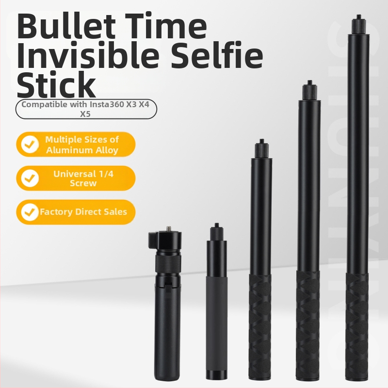 Selfie pálca forgó fogantyúval és kinyitható rúddal — alumíniumötvözet, 3 m hossz, teherbírás 2 kg, csőátmérő 2,5 cm, 5 szakasz