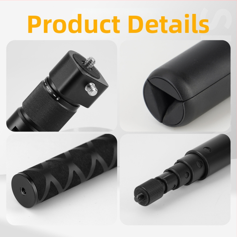 Selfie kepp pöörleva käepideme ja laiendatava vardaga — alumiiniumsulam, 3 m ulatus, 2 kg kandevõime, toru Ø 2,5 cm, 5 sektsiooni